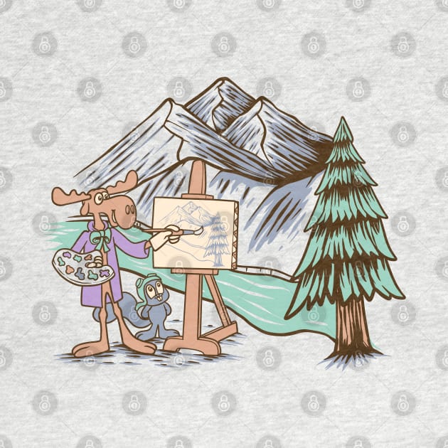 Rocky and Bullwinkle Paint the Mountains by something_kind